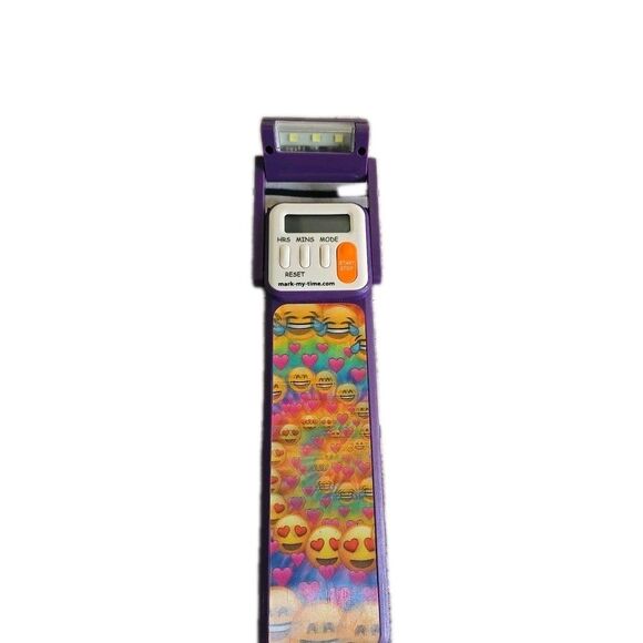 Mark.My.Time LED Booklight & Digital Reading Timer Bookmark Purple W Emojis Pat - Picture 3 of 9